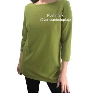 J.Jill Top Womens Sz M Ponte Knit‎ Green Boat Neck 3/4 Sleeve Tunic Pullover